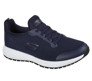 77222EC-NVY Skechers SQUAD SR Damen Slip-On Schuhe für Beruf und Freizeit ohne Schutzkappe blau