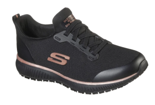 77222EC-BKRG Skechers SQUAD SR Damen Slip-On Schuhe für Beruf und Freizeit ohne Schutzkappe schwarz/gold 